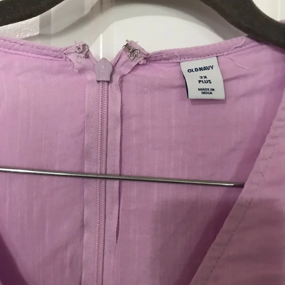 All cotton faux wrap dress in lavender size 2X - Picture 2 of 6